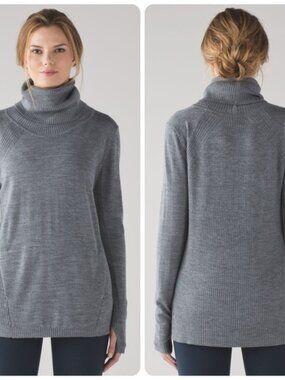 LULULEMON Sweat and Savasana Sweater Womens XS Gray Cowl Neck Pockets